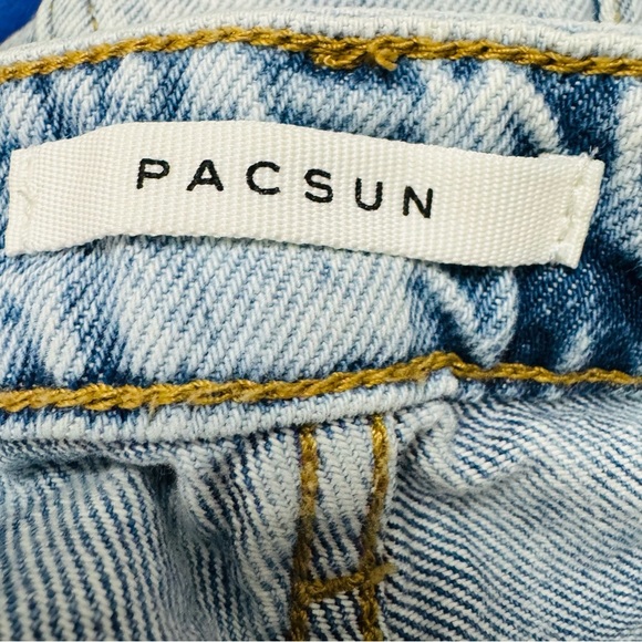 PacSun Blue and Yellow Distressed Jean Shorts - Picture 3 of 5